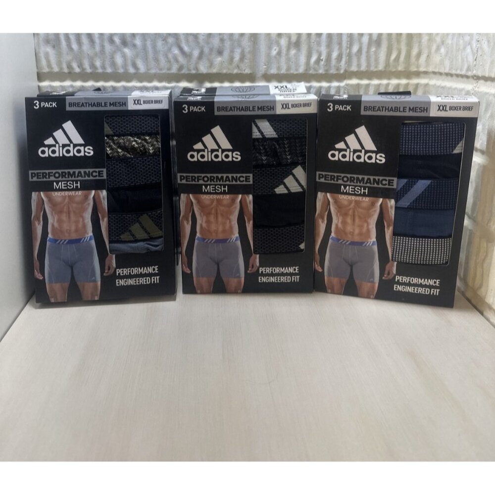 Adidas Mens 3-Pack Boxer Briefs XXL Performance Mesh Breathable AEROREADY